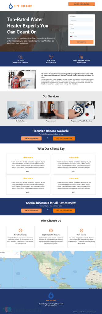 Sample plumber website